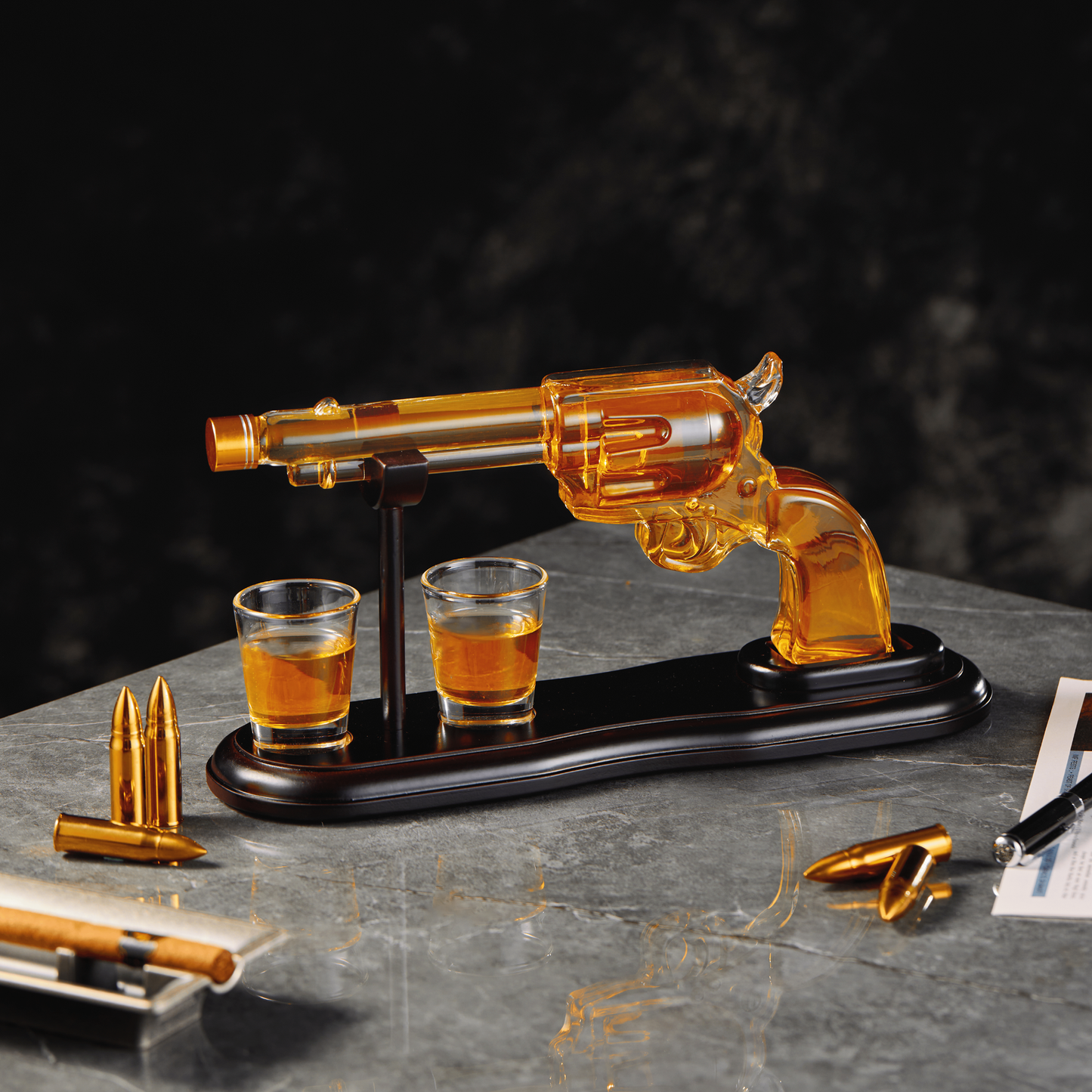 Revolver Whiskey Decanter Set | Handcrafted Borosilicate Glass