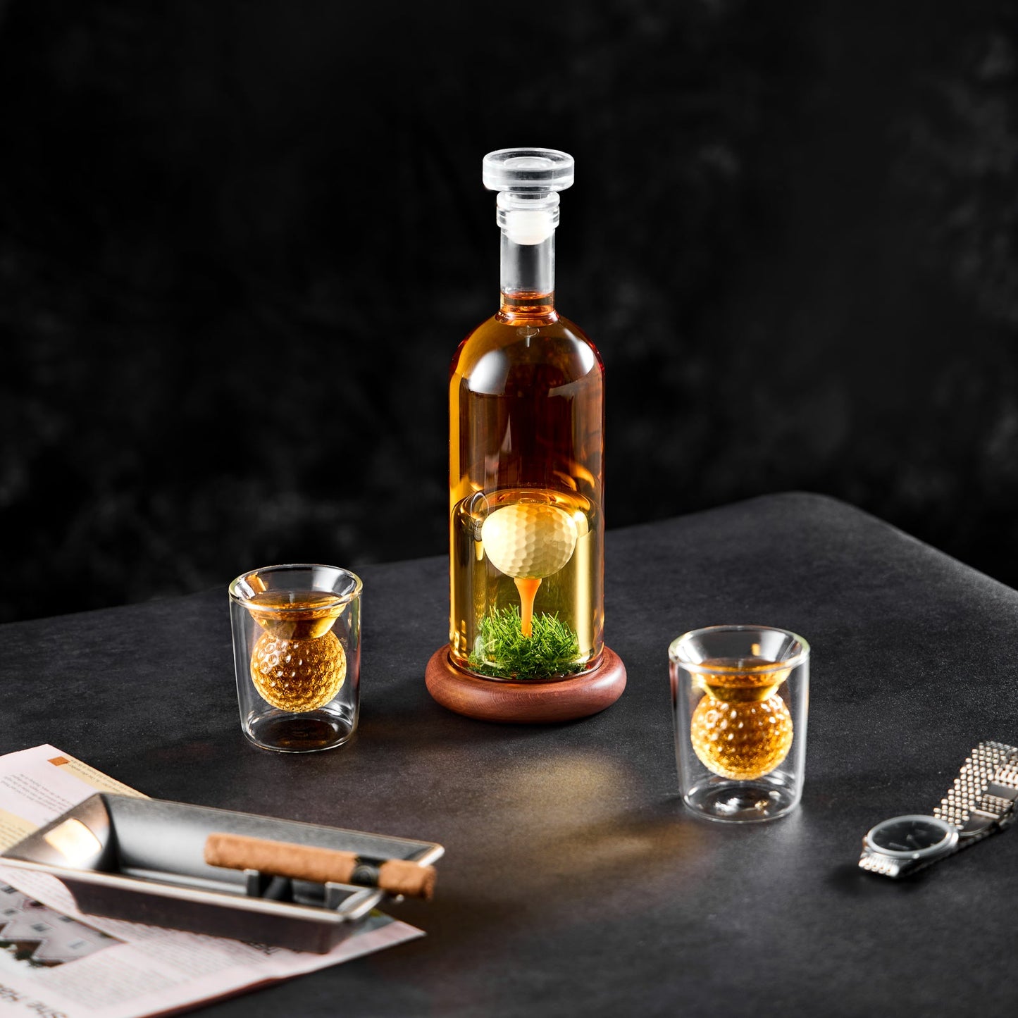 Golf Whiskey Decanter Set | Borosilicate Glass with 3D Golf Ball