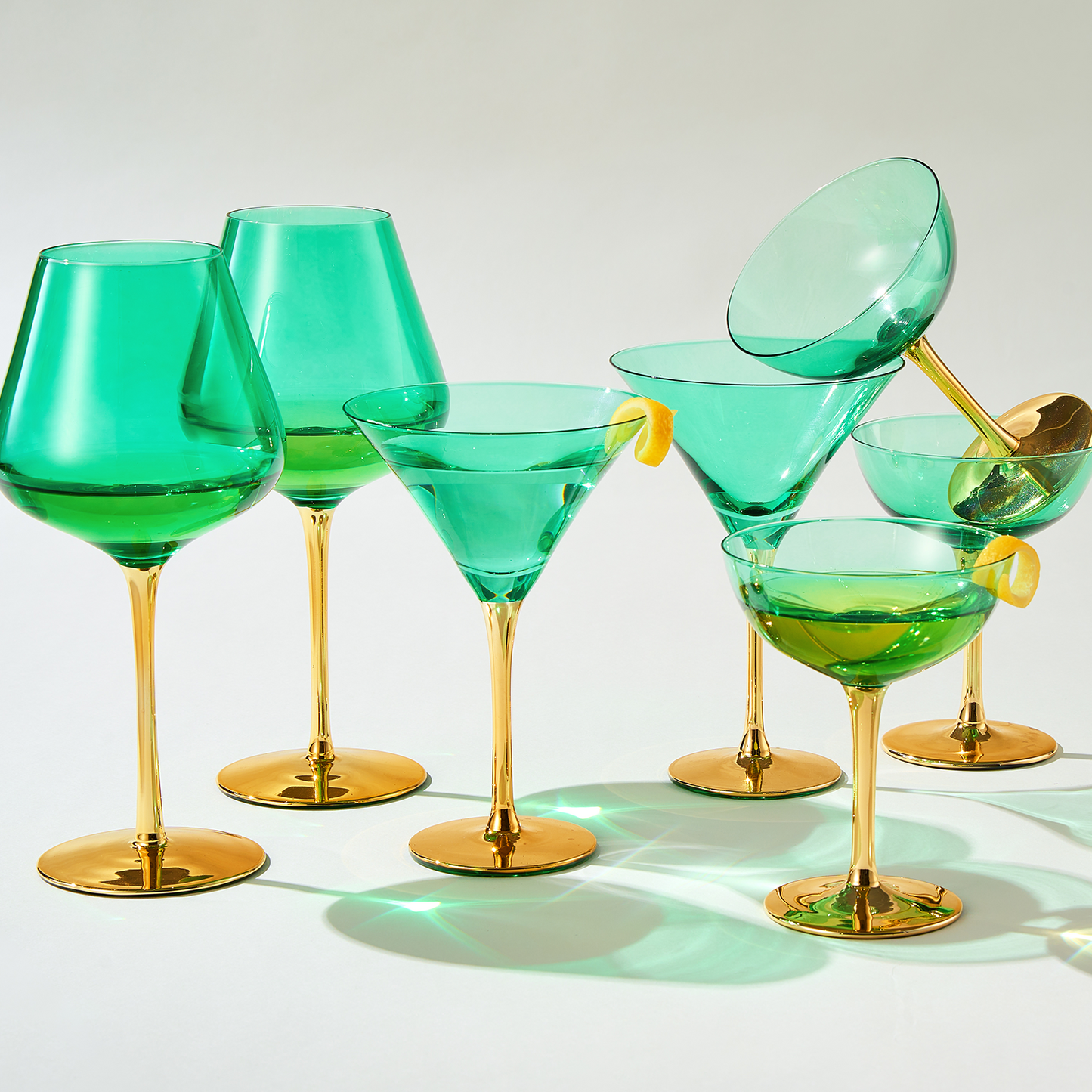 Art Deco Martini Glass Set of 4 | 8oz Cocktail Glassware