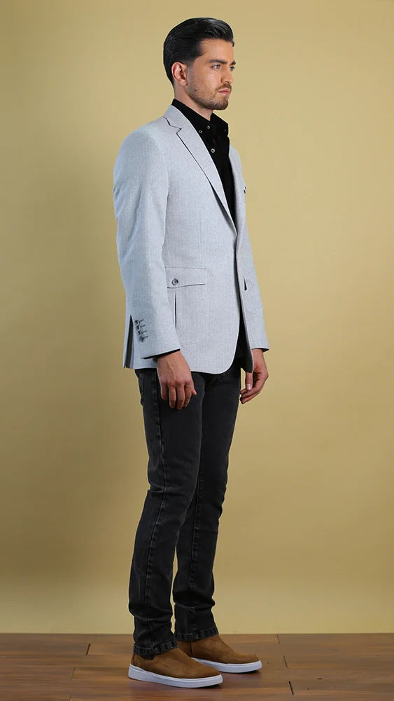 Bespoke Tailored Blazer – Silver | European Cut | Bright Moons