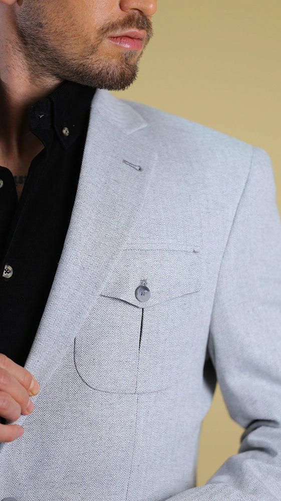 Bespoke Tailored Blazer – Silver | European Cut | Bright Moons