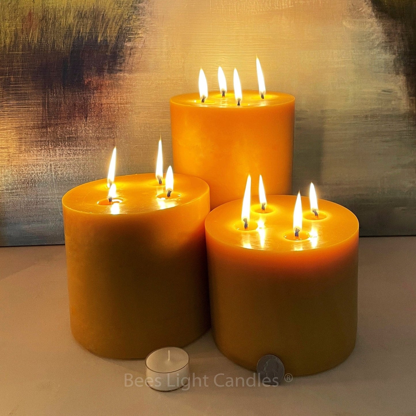 Giant 6" Pure Beeswax Pillar Candle Collection — Set of 3 (6×5 + 6×6 + 6×9)