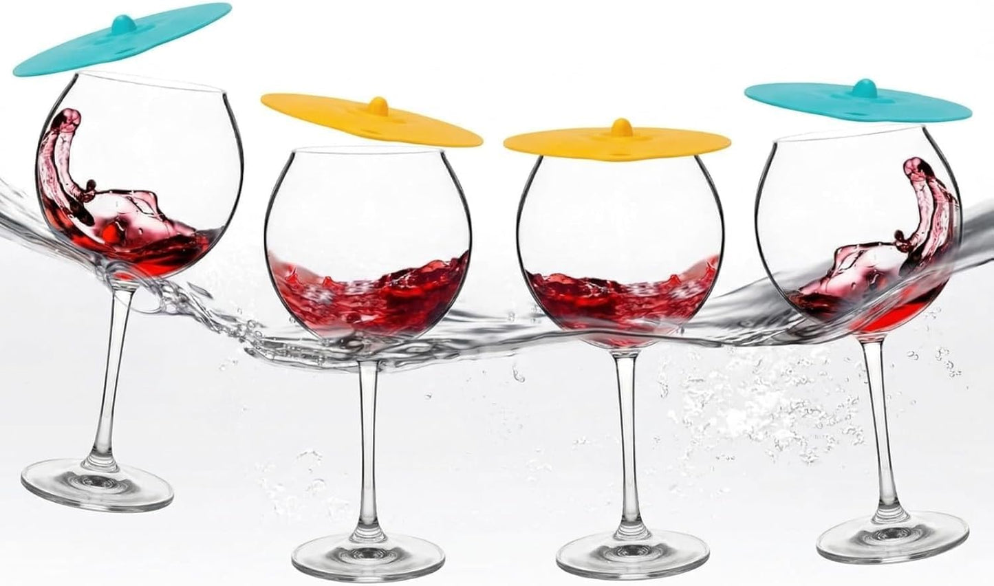 Floating Pool Wine Glasses with Lids | Set of 4, 21oz Acrylic Stemware