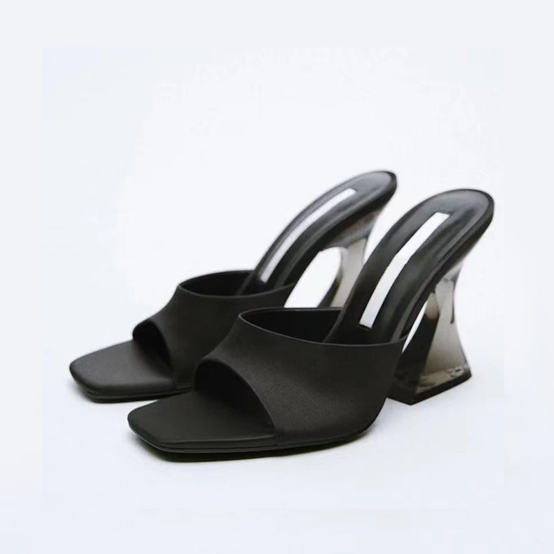 Open Toe High Heel Sandals – Elastomer, PU & Suede | Wild and Free Boutique