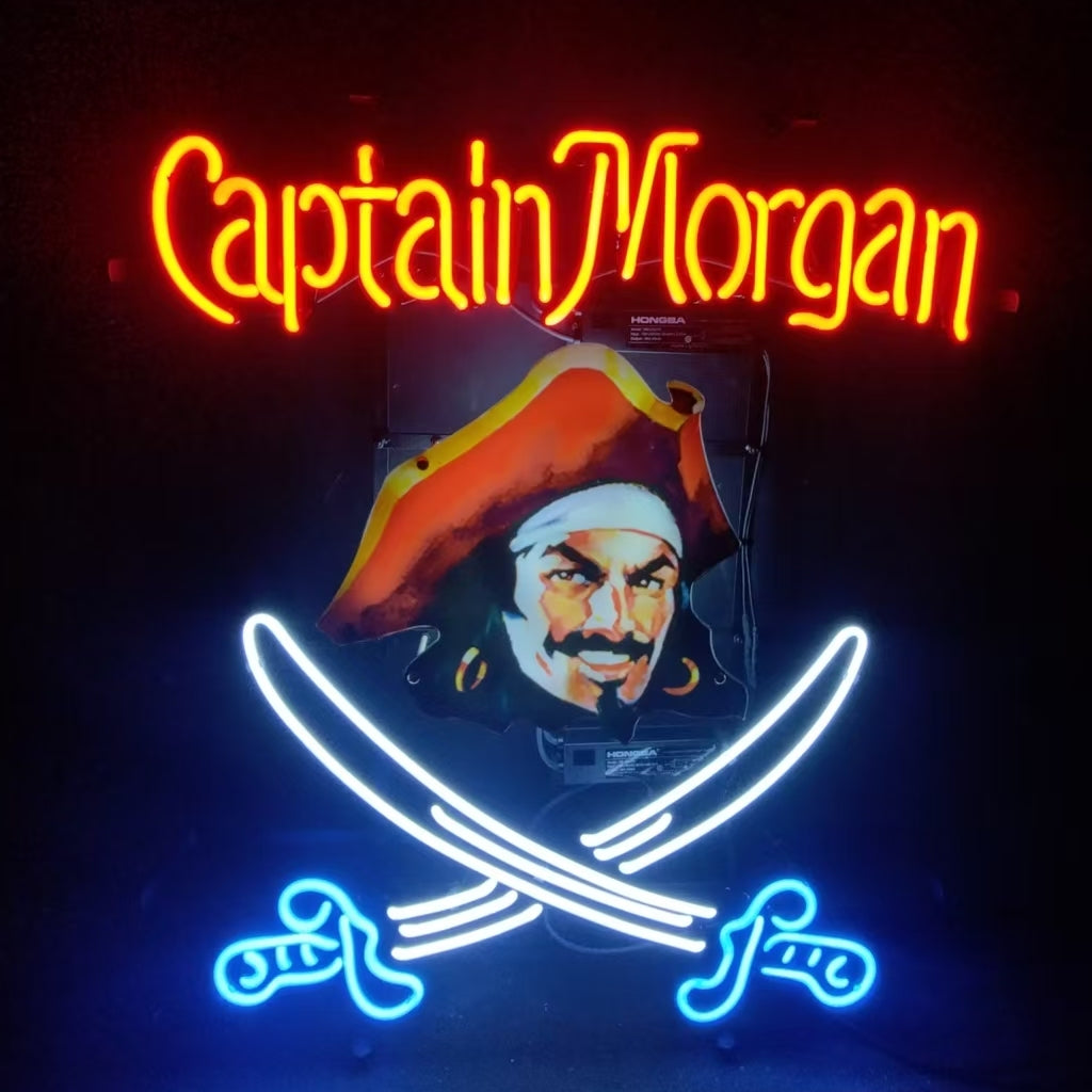 Captain Morgan Sabre Rum Neon Sign | Real Glass Tube & Metal Grid