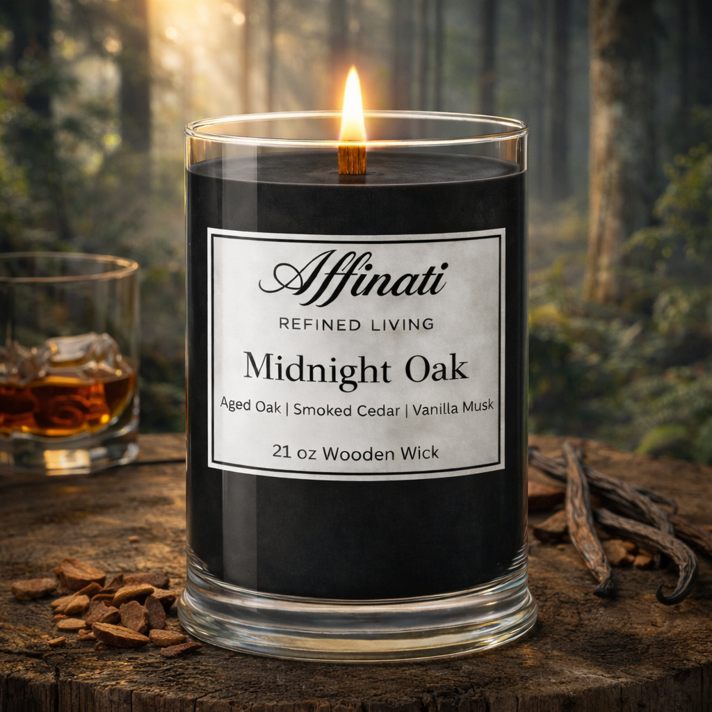 Midnight Oak Wooden Wick Candle – 21 oz