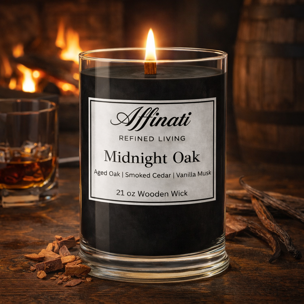 Midnight Oak Wooden Wick Candle – 21 oz
