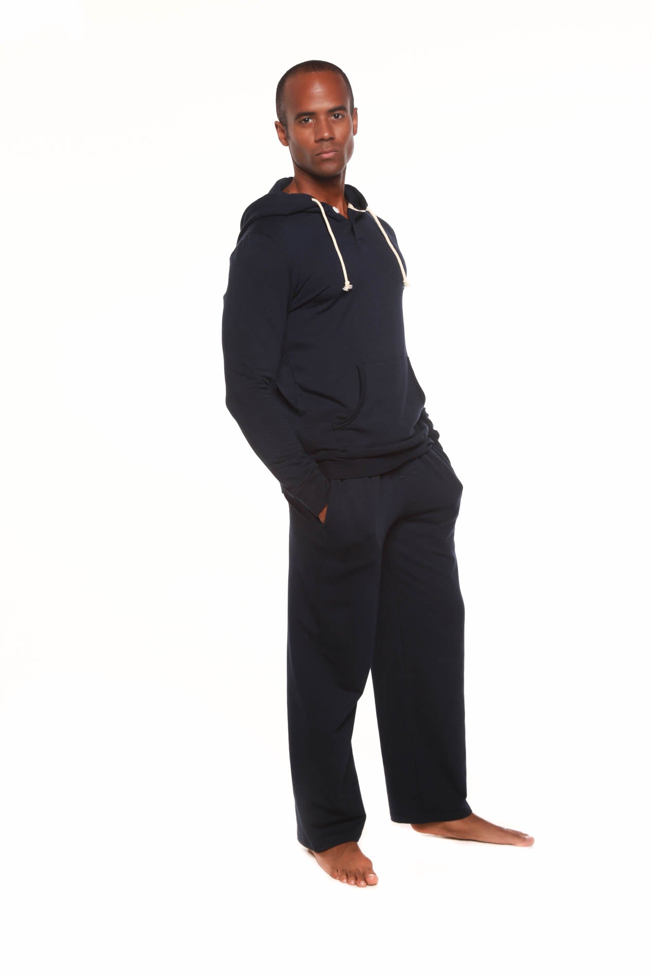 Men's Henley Bamboo Viscose Fleece Hoodie & Lounge Pants Set