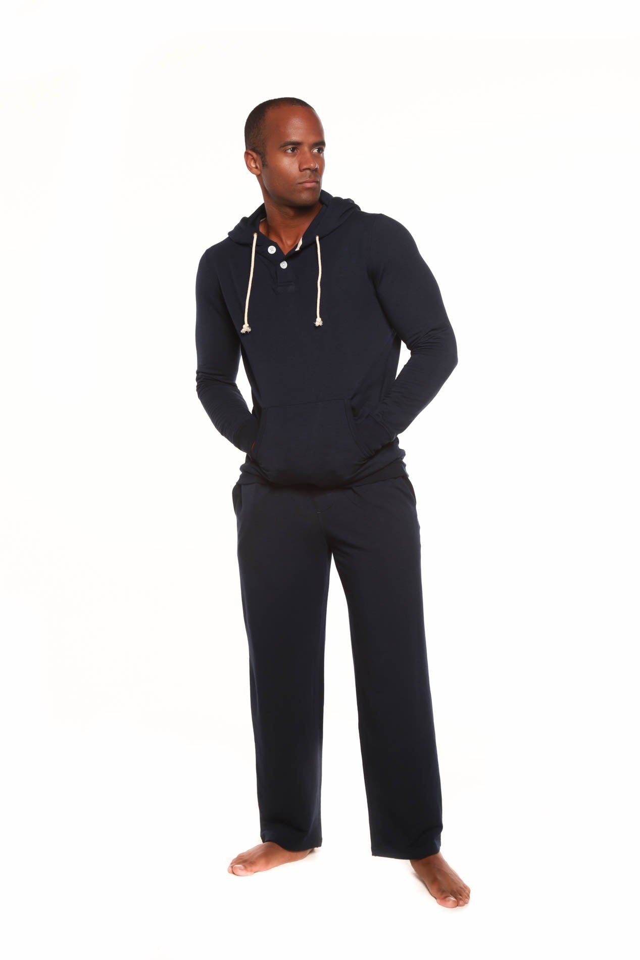 Men's Henley Bamboo Viscose Fleece Hoodie & Lounge Pants Set