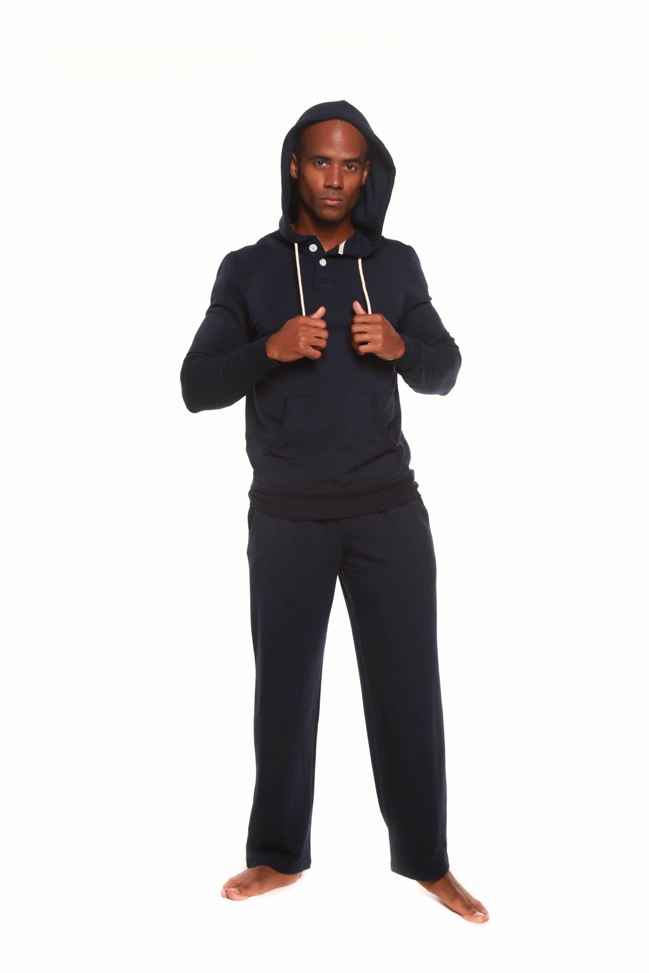 Men's Henley Bamboo Viscose Fleece Hoodie & Lounge Pants Set