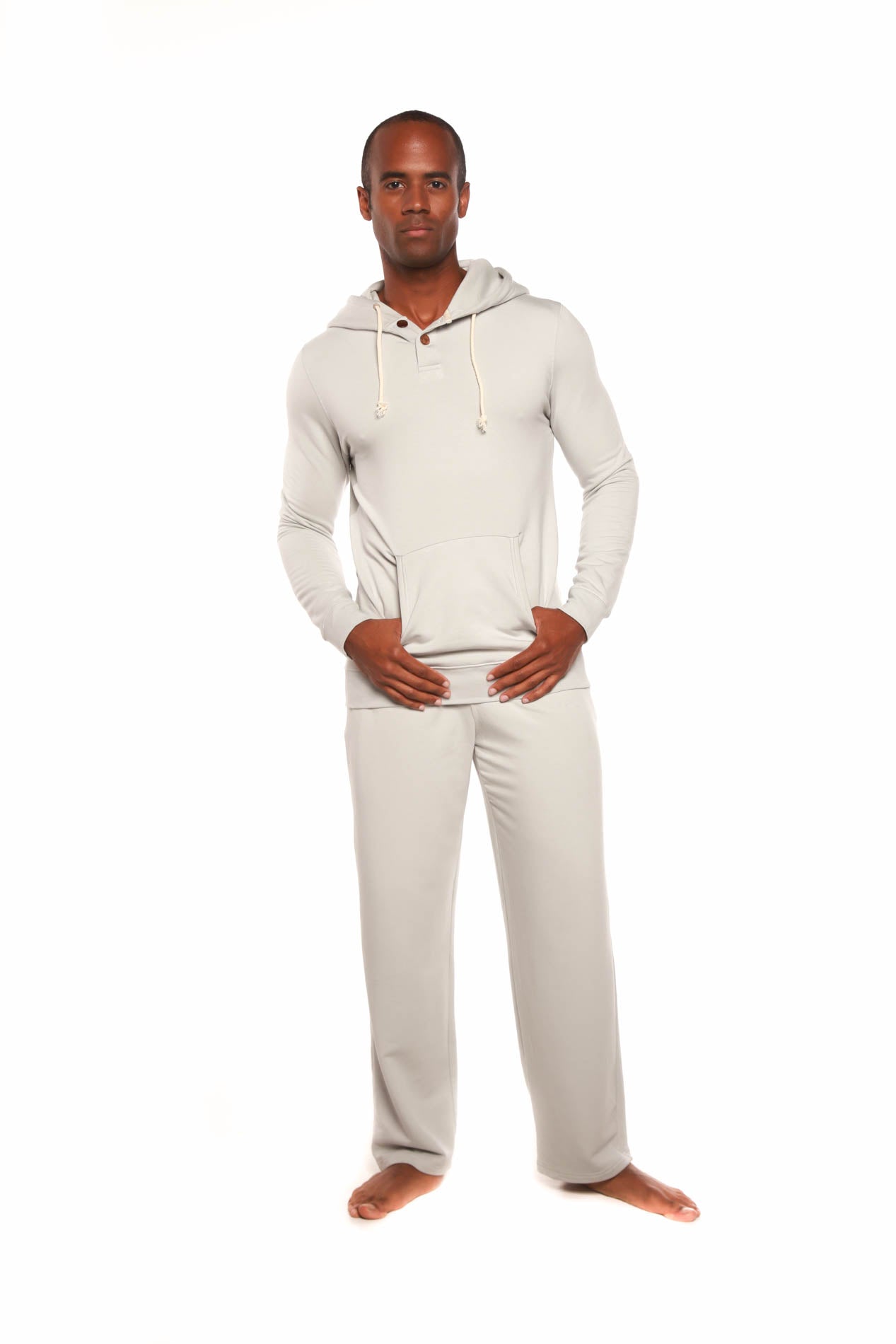 Men's Henley Bamboo Viscose Fleece Hoodie & Lounge Pants Set