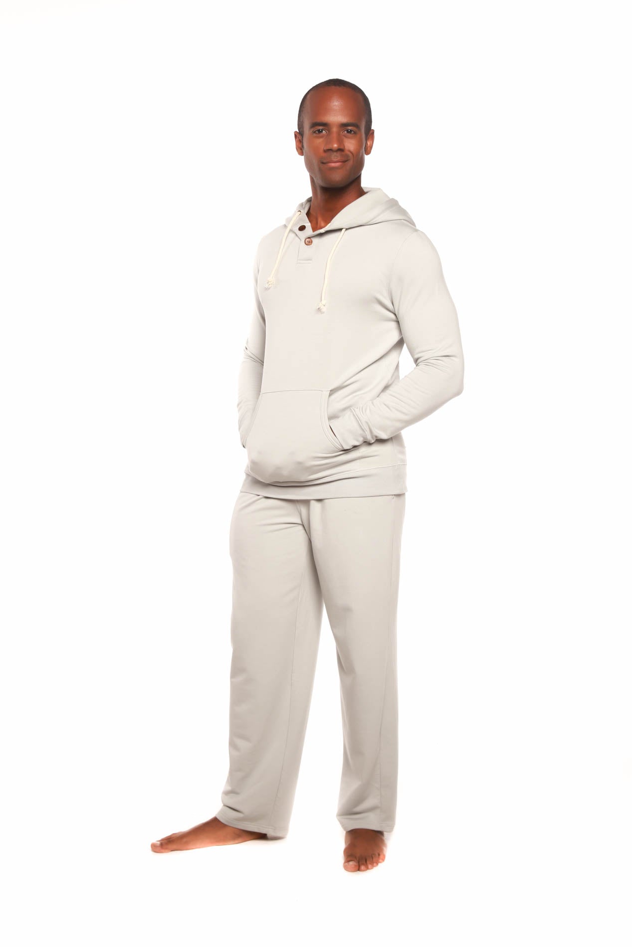 Men's Henley Bamboo Viscose Fleece Hoodie & Lounge Pants Set