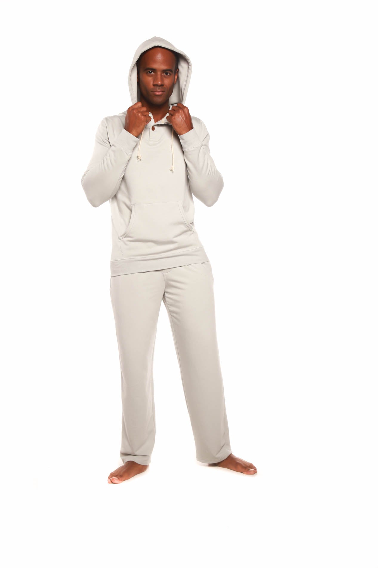 Men's Henley Bamboo Viscose Fleece Hoodie & Lounge Pants Set