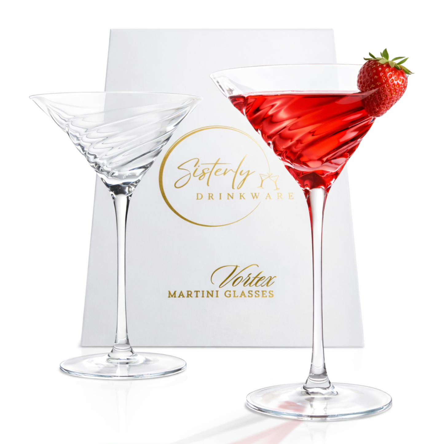 Vortex Crystal Martini Glasses – Set of 2 | Aeration Stemware | Sister.ly Drinkware