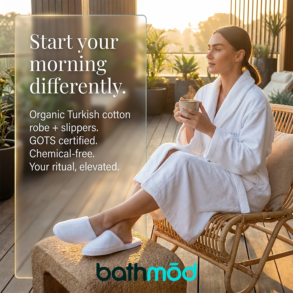 Organic Bathrobe & Slipper Set – 700 GSM Turkish Cotton | ecobrands®