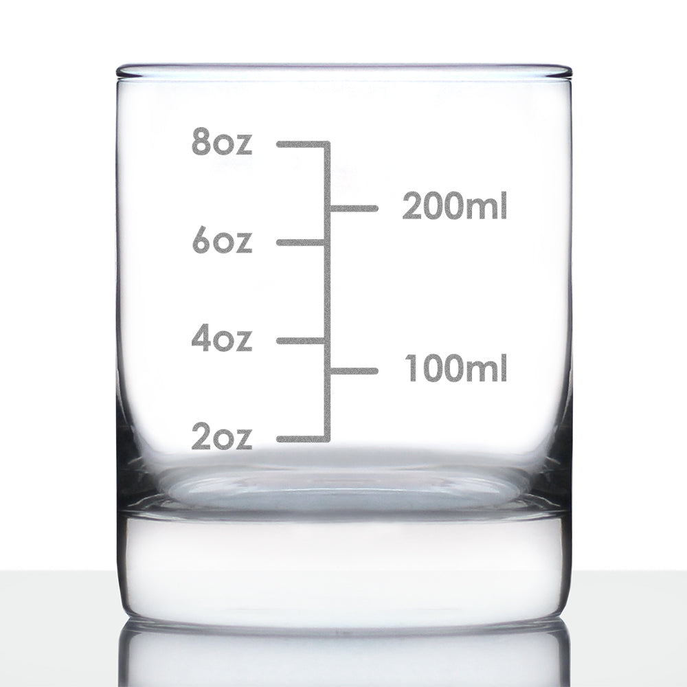 Engraved Measuring Whiskey Rocks Glass | 10oz Old Fashioned Glass by bevvee