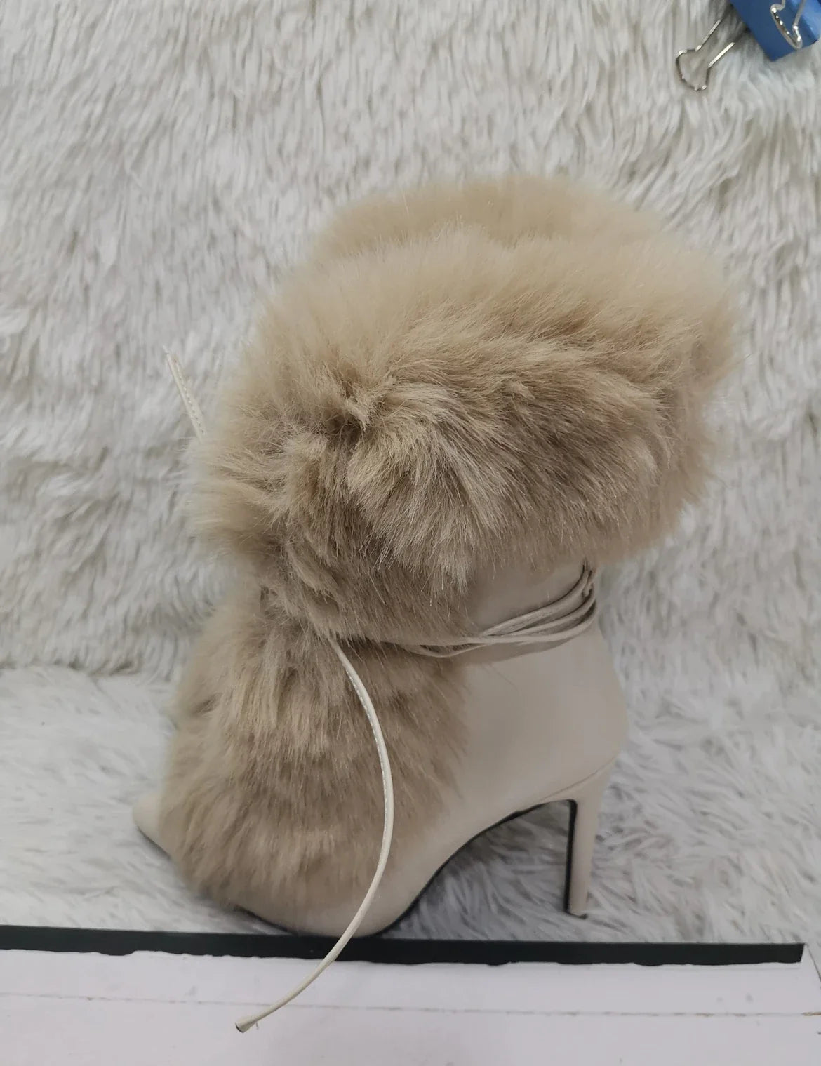 Pointed Toe Fur Mid-Calf Stiletto Boot — Sestito