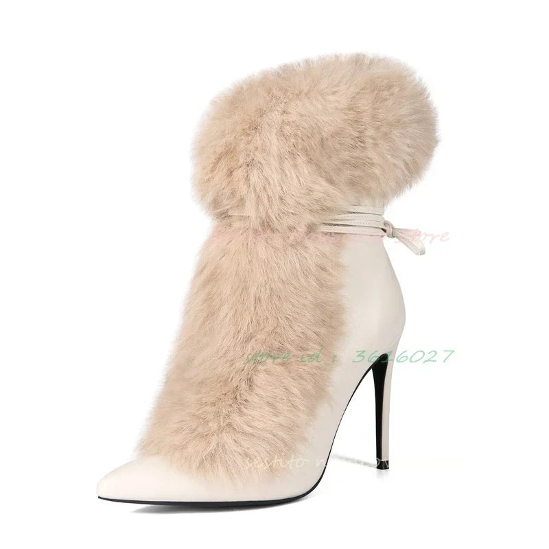 Pointed Toe Fur Mid-Calf Stiletto Boot — Sestito