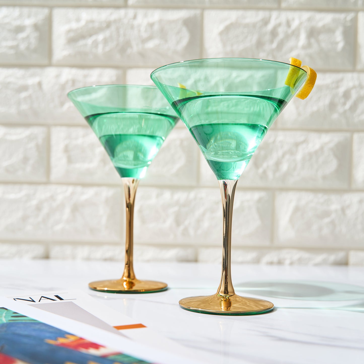 Art Deco Martini Glass Set of 4 | 8oz Cocktail Glassware