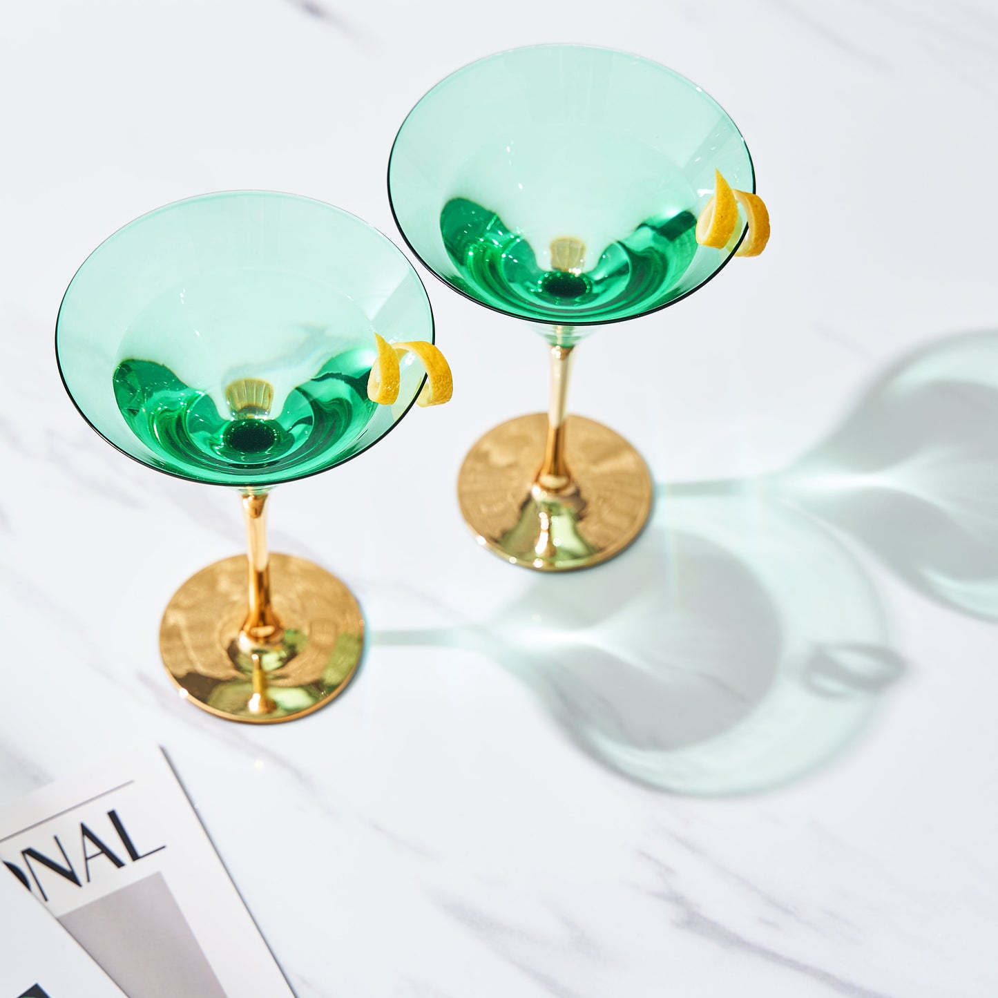 Art Deco Martini Glass Set of 4 | 8oz Cocktail Glassware