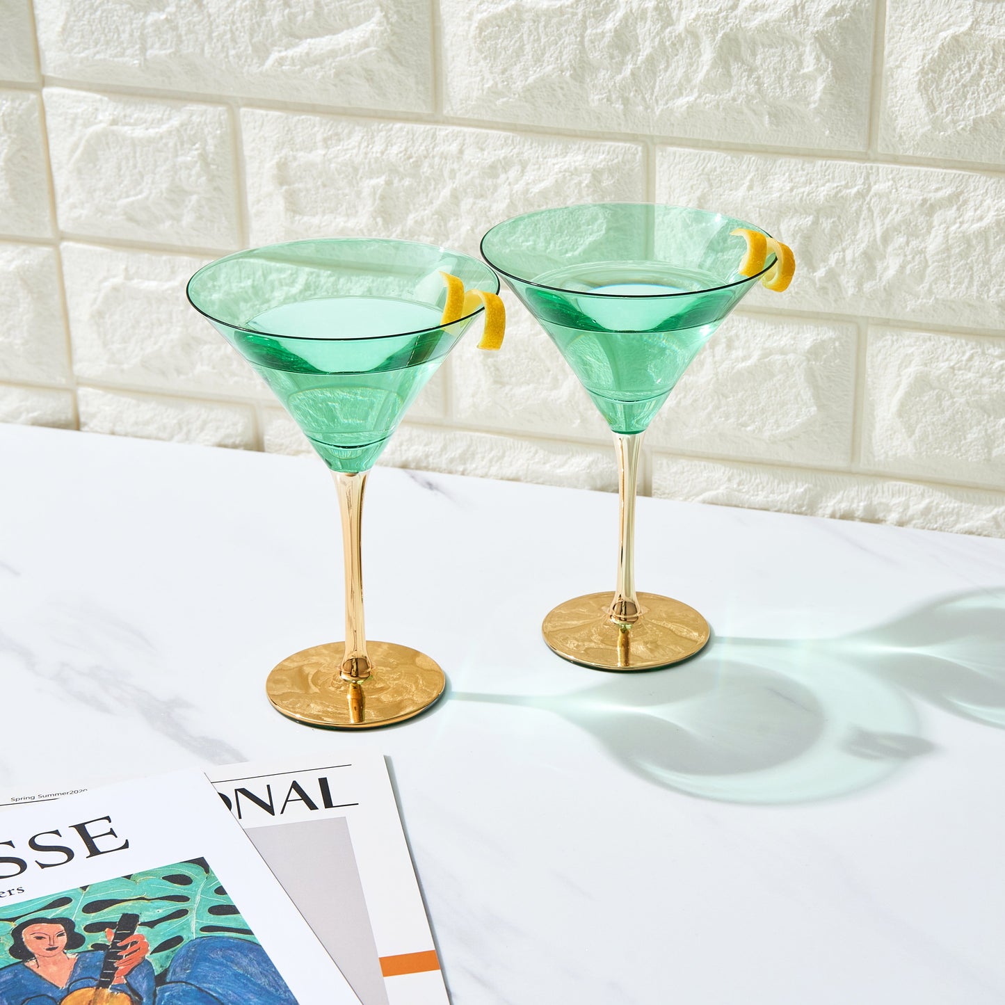 Art Deco Martini Glass Set of 4 | 8oz Cocktail Glassware