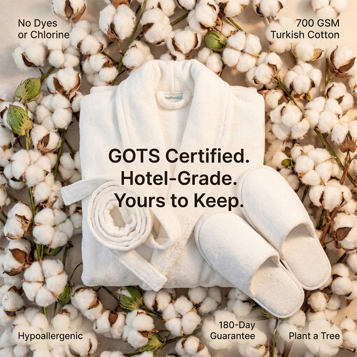 Organic Bathrobe & Slipper Set – 700 GSM Turkish Cotton | ecobrands®