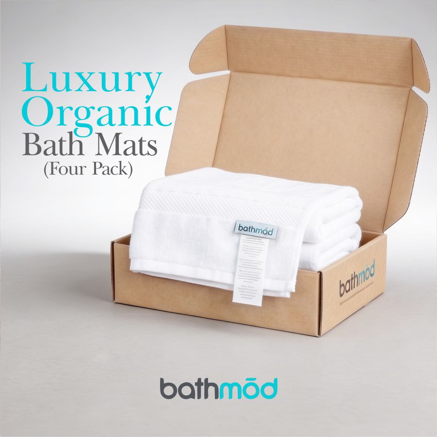 Organic Bath Mat Set – 4-Pack 1,000 GSM Turkish Cotton | ecobrands®