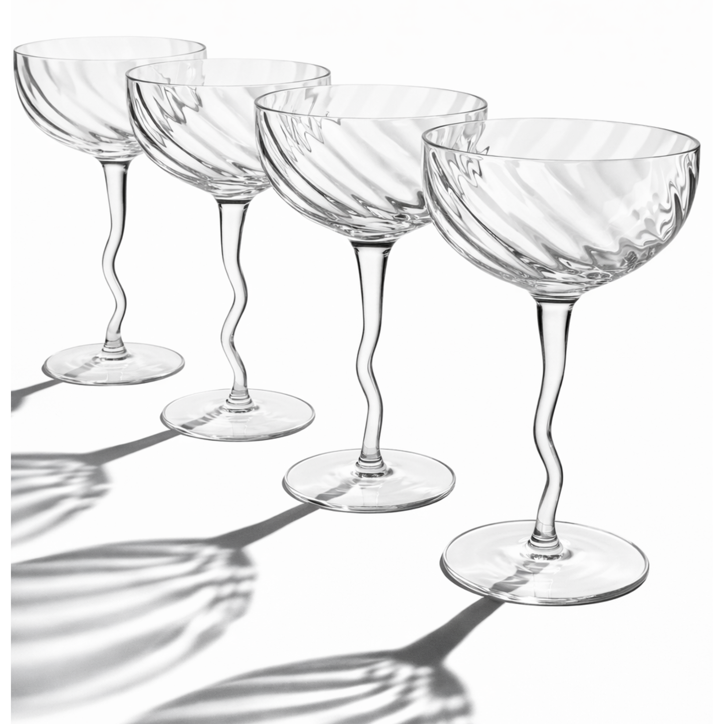Vivre Crystal Coupe Glasses – Set of 4 with Coasters & Gift Box | Sister.ly Drinkware