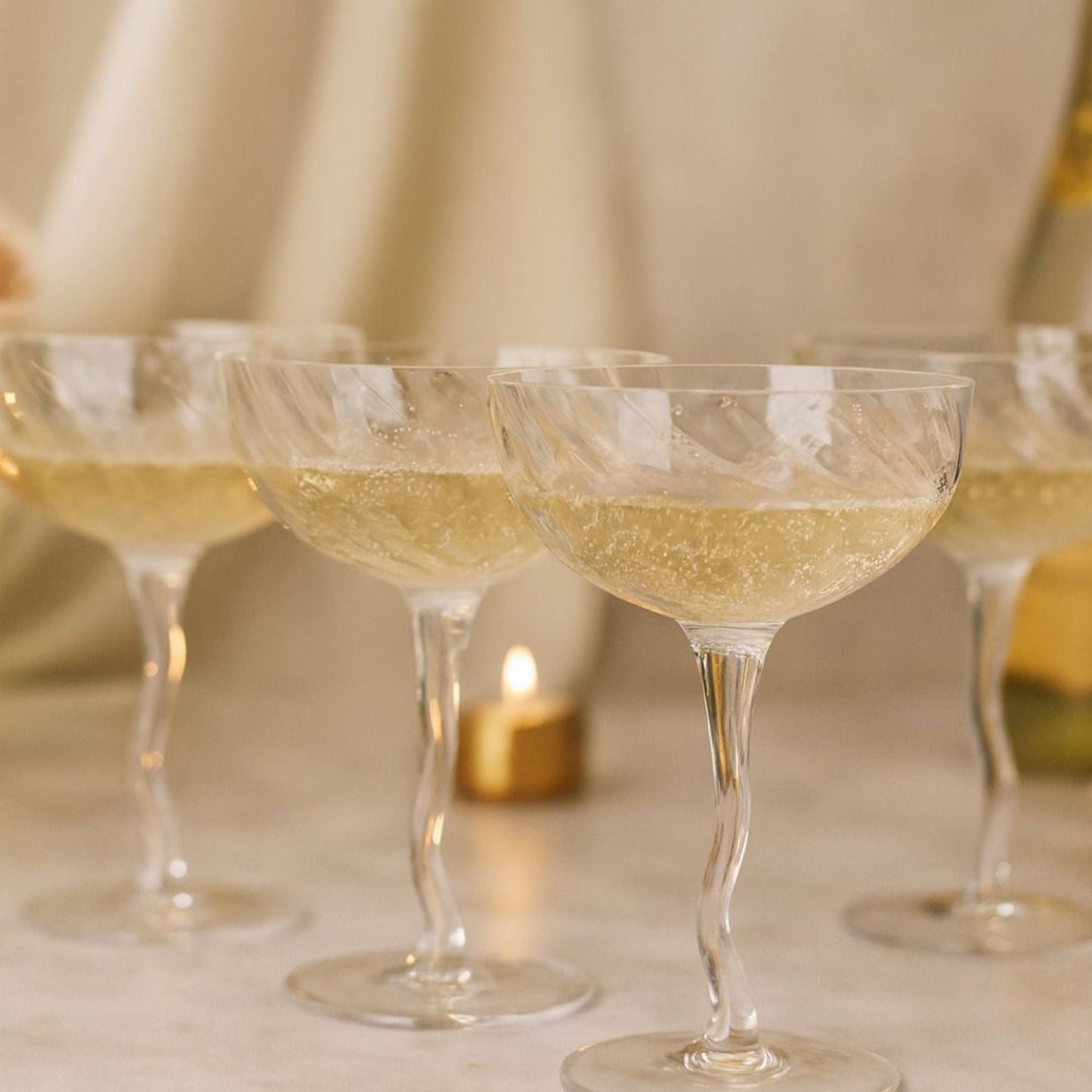 Vivre Crystal Coupe Glasses – Set of 4 with Coasters & Gift Box | Sister.ly Drinkware