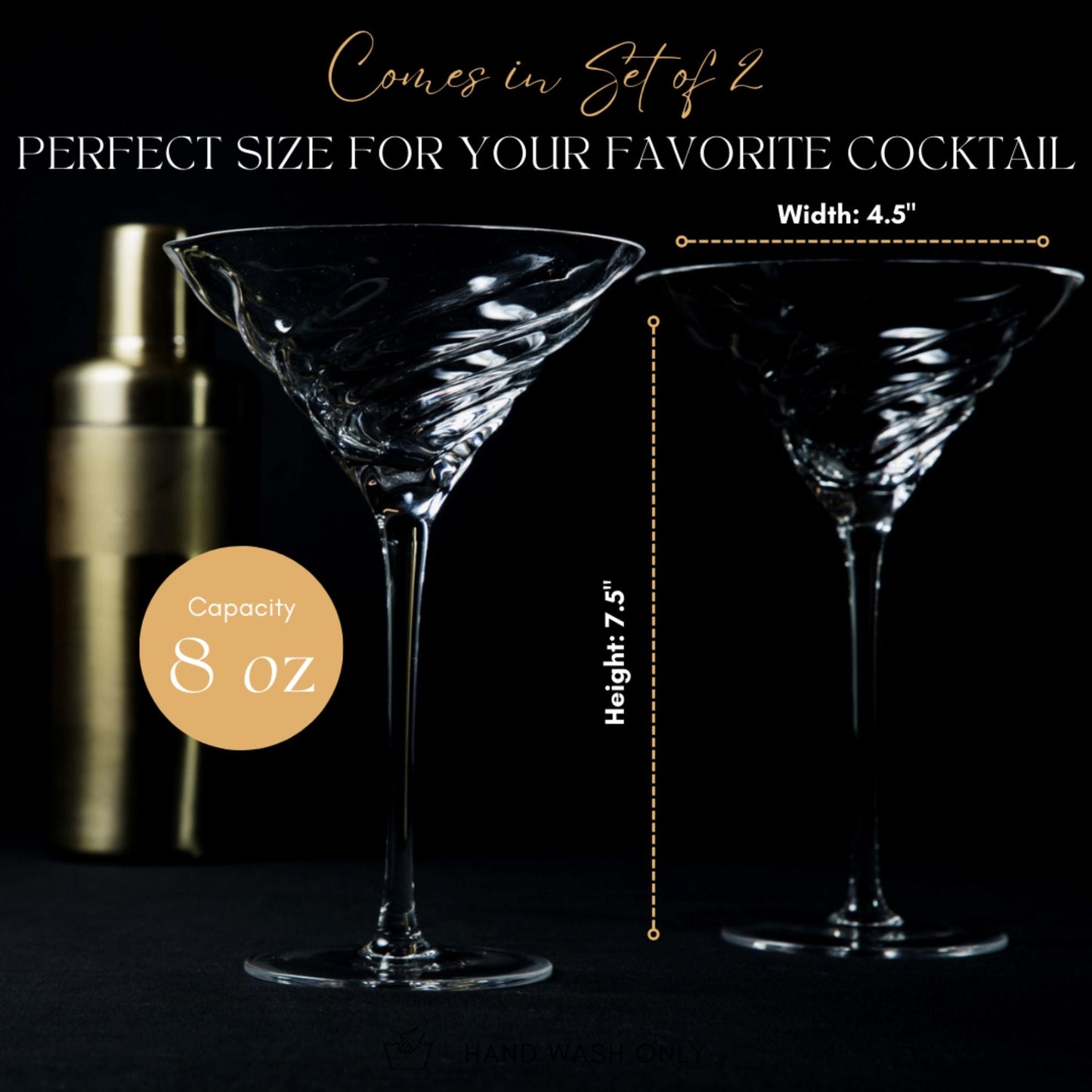 Vortex Crystal Martini Glasses – Set of 2 | Aeration Stemware | Sister.ly Drinkware