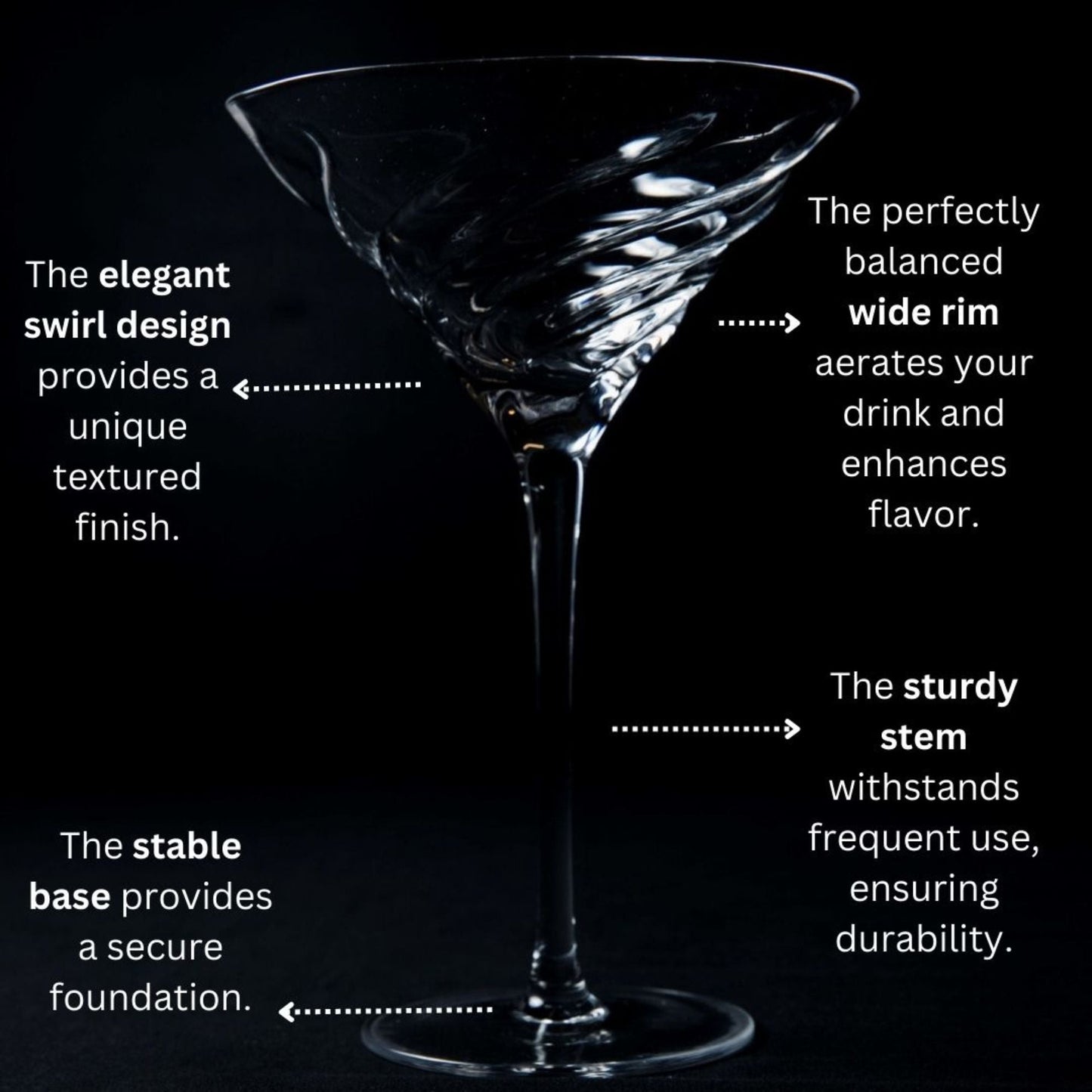 Vortex Crystal Martini Glasses – Set of 2 | Aeration Stemware | Sister.ly Drinkware